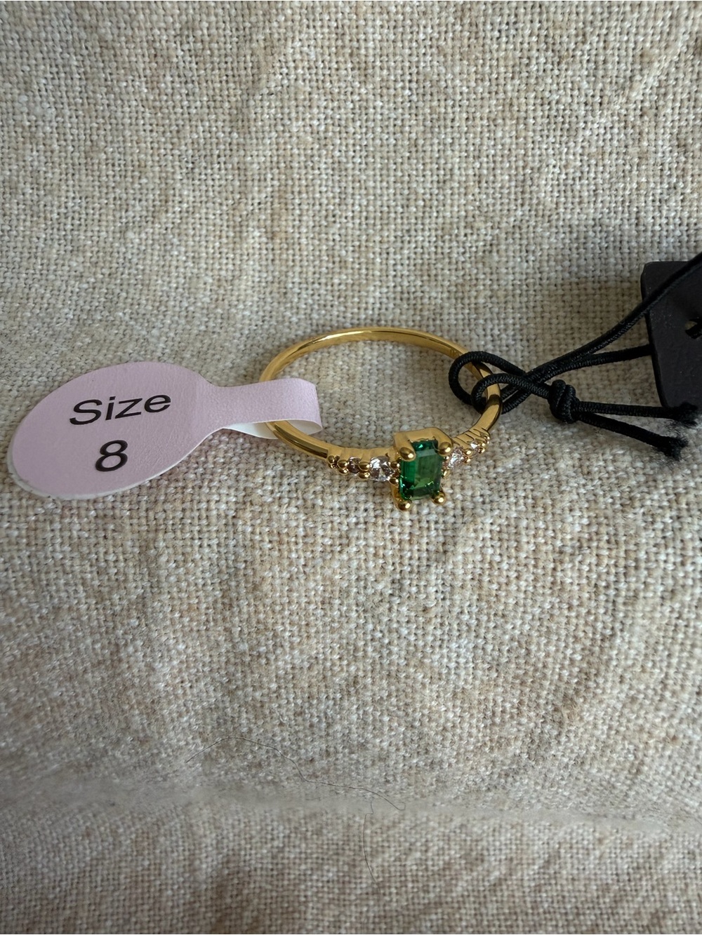 NWT~ Rachel Zoe 14k Gold Tone Ring with Emerald.
